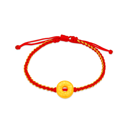 TAKA Jewellery 999 Pure Gold Charm with Nylon Bracelet