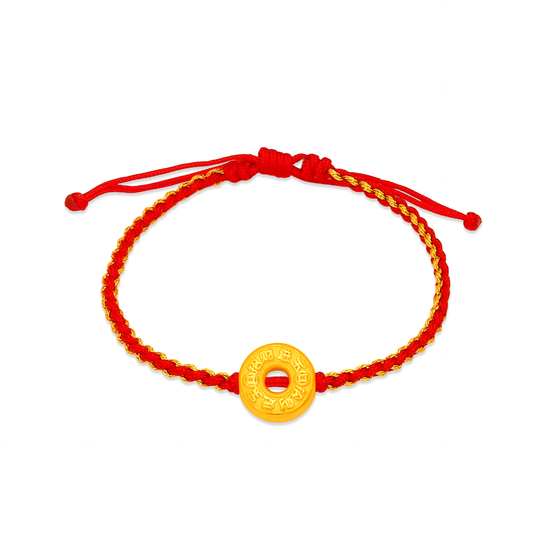 TAKA Jewellery 999 Pure Gold Charm with Nylon Bracelet