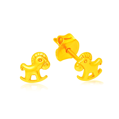 TAKA Jewellery Golden Rocking Horse 916 Gold Earrings