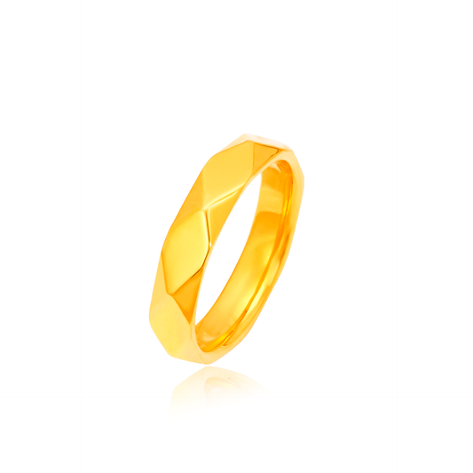 TAKA Jewellery LuxeLite Facet 916 Gold Ring - Lightweight  Hollow