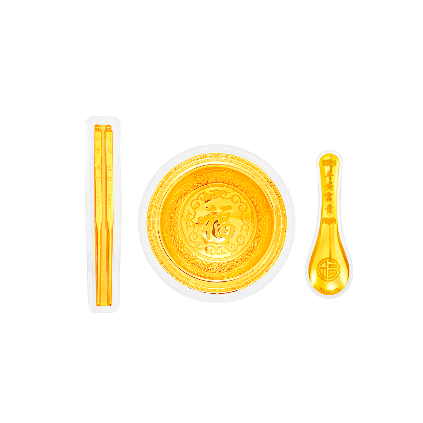TAKA Jewellery 999 Pure Gold Wealth Bowl Set Display Piece