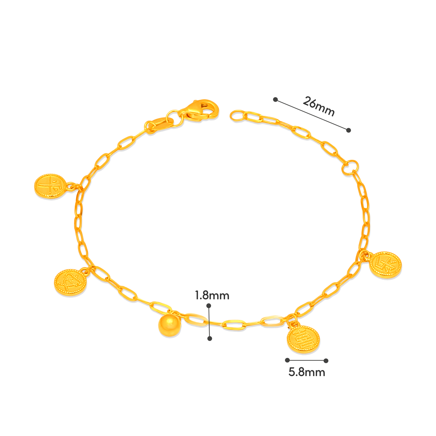 TAKA Jewellery Peace & Joy 平安喜乐“ 916 Gold Baby Bracelet