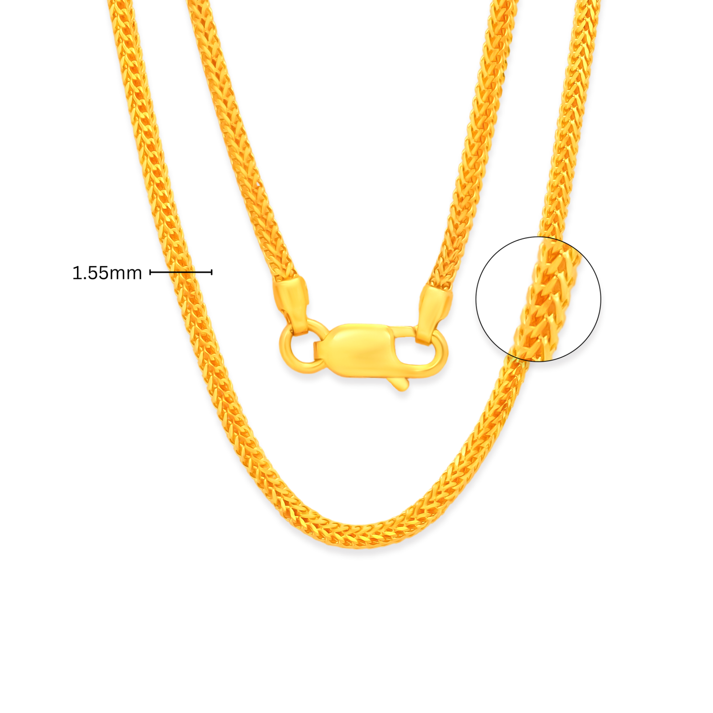 TAKA Jewellery 916 Gold Chain DG - 1.55mm