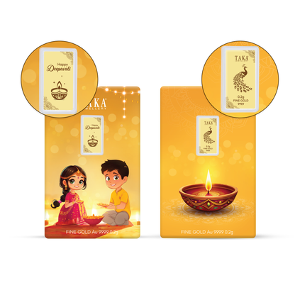 [PROMO] TAKA Jewellery 999.9 Pure Gold Deepavali Card 0.2g (Bundle of 2)