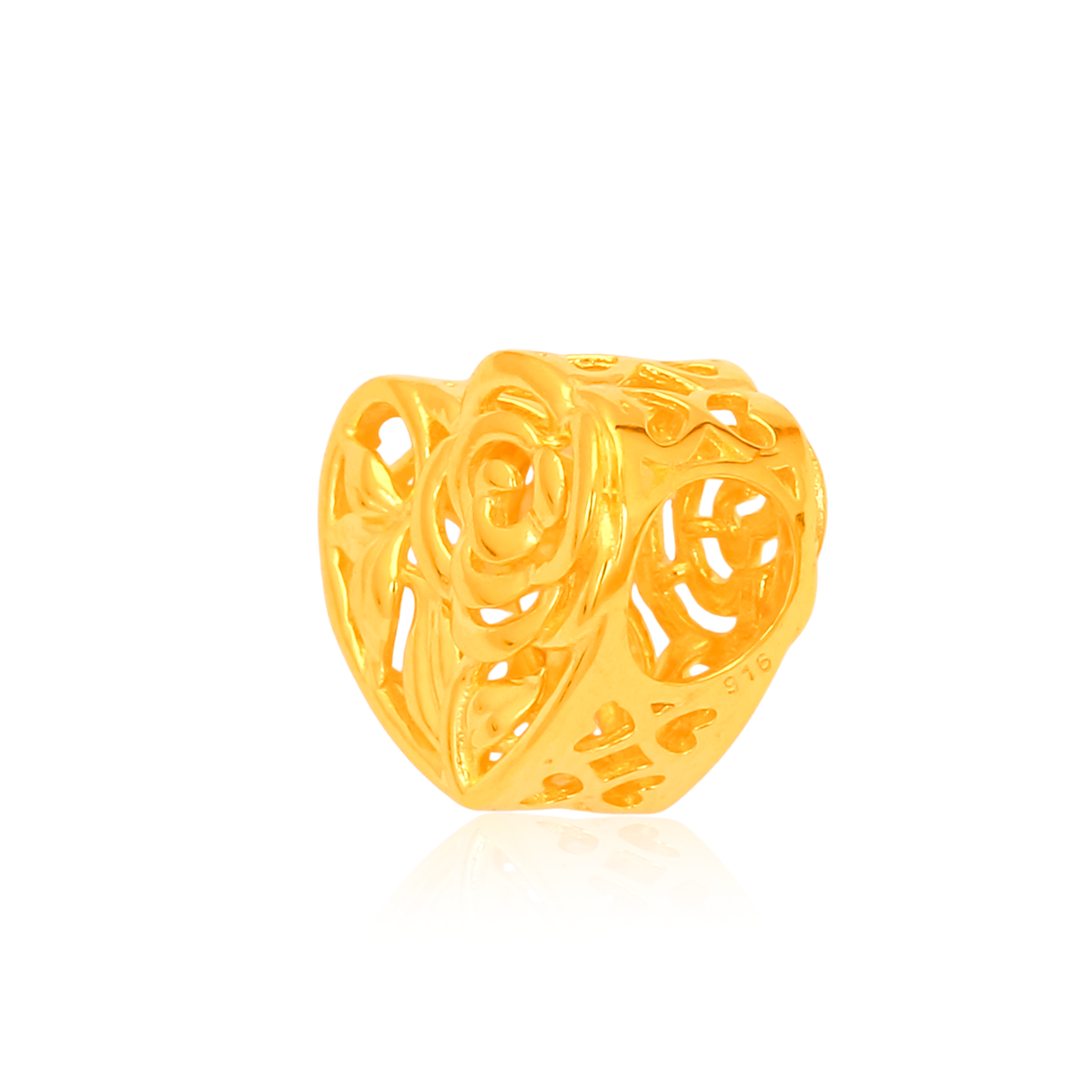 TAKA Jewellery 916 Gold Eternal Bloom Heart Charm