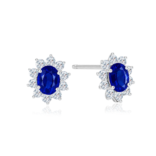TAKA Jewellery Spectra Sapphire / Glass Filled Ruby / Emerald Diamond Earrings 18K Gold