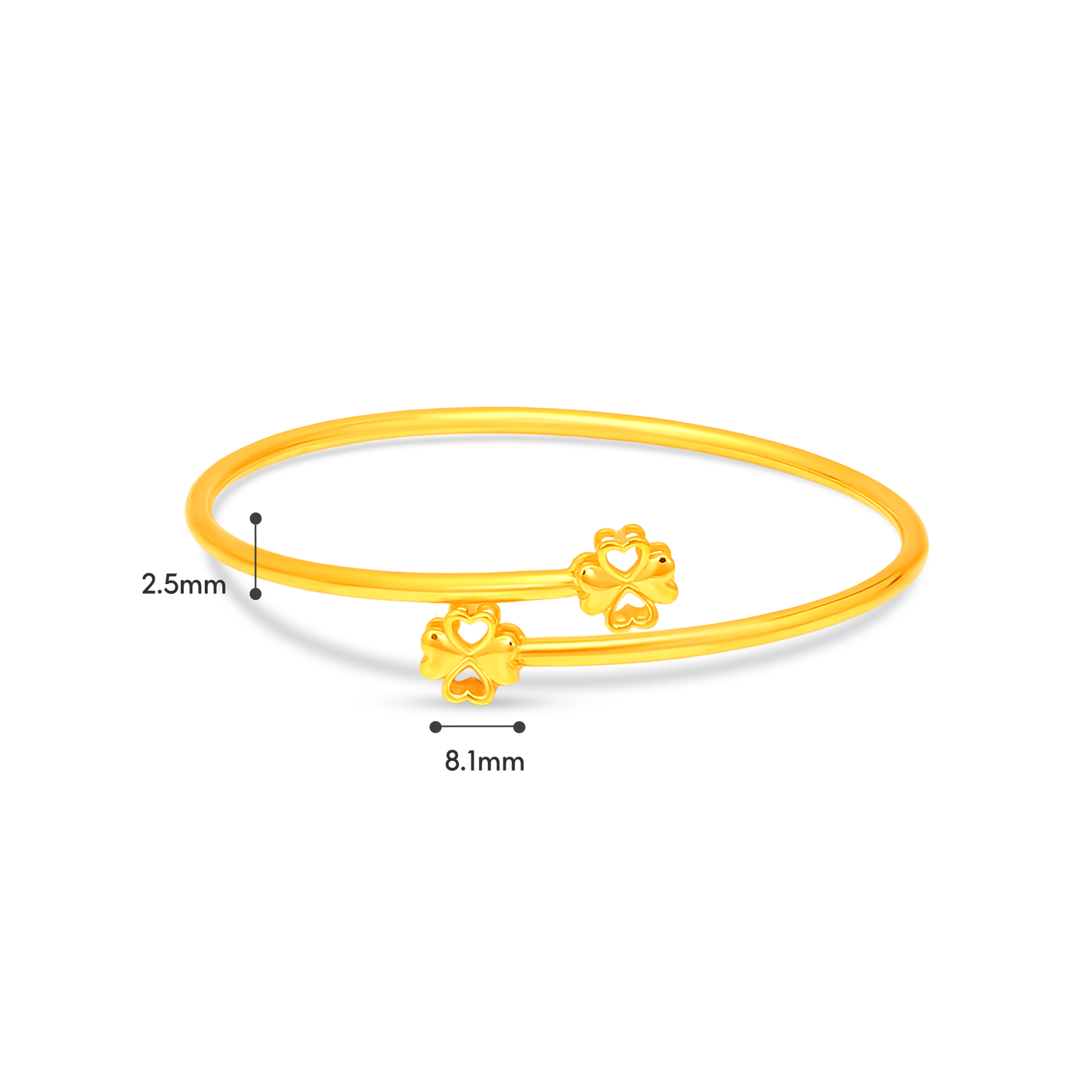 TAKA Jewellery 916 Gold Lucky Clover Bangle