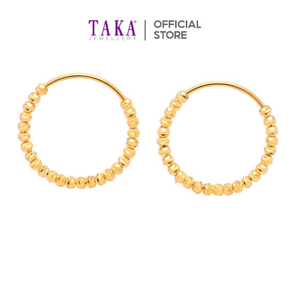 TAKA Jewellery 999 Pure Gold 5G Earrings Hoop Bling Bling Balls