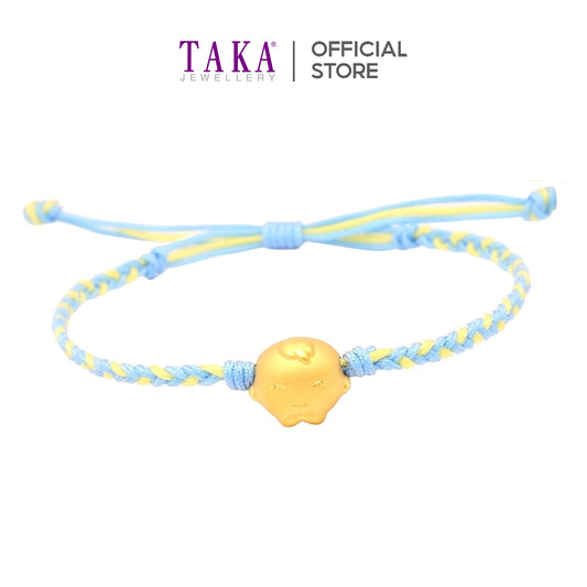 TAKA Jewellery 999 Pure Gold Charm Little Boy with Nylon Bracelet