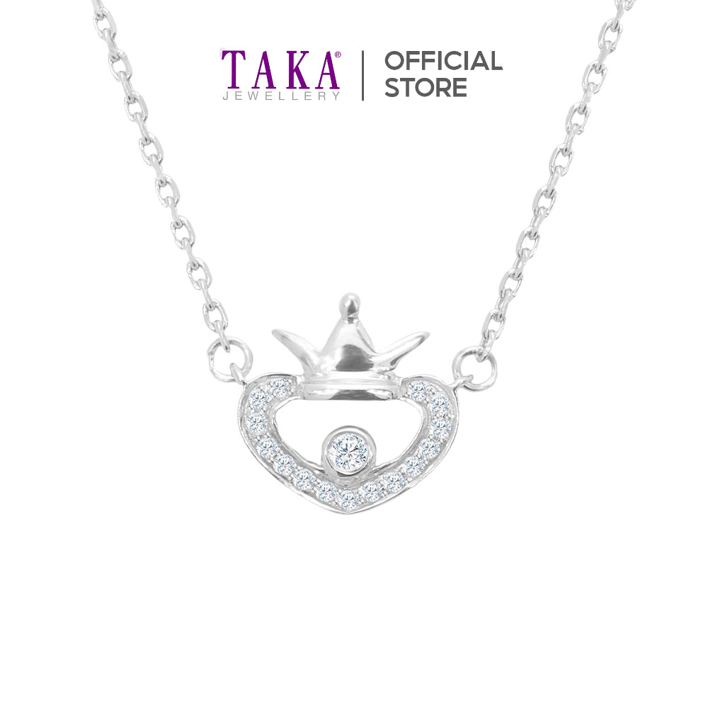 TAKA Jewellery Heart Crown Diamond Necklace 9K