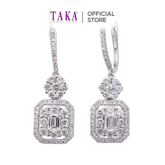 TAKA Jewellery Emerald Cut Lab Grown Diamond Earrings Hoop