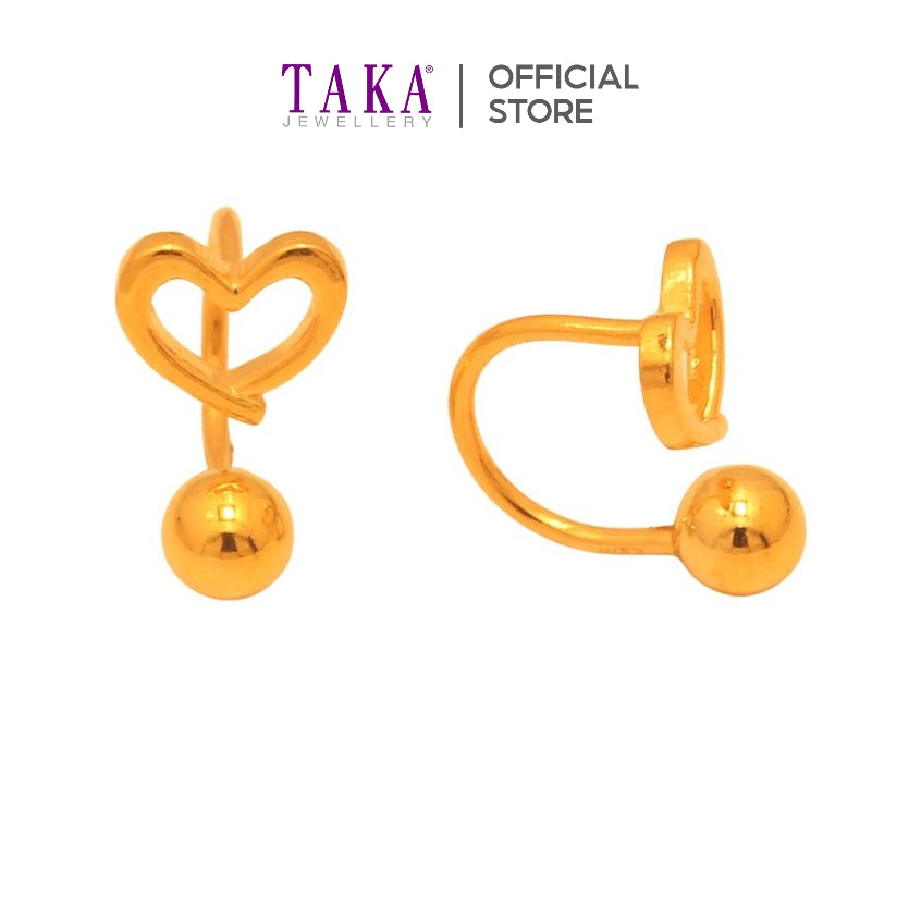 TAKA Jewellery 999 Pure Gold Earrings Heart