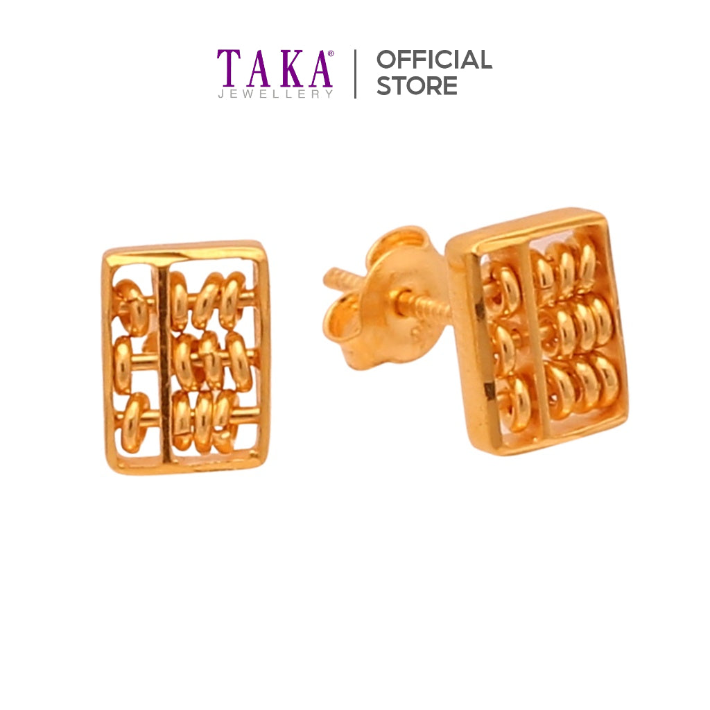 TAKA Jewellery 916 Gold Earrings Abacus
