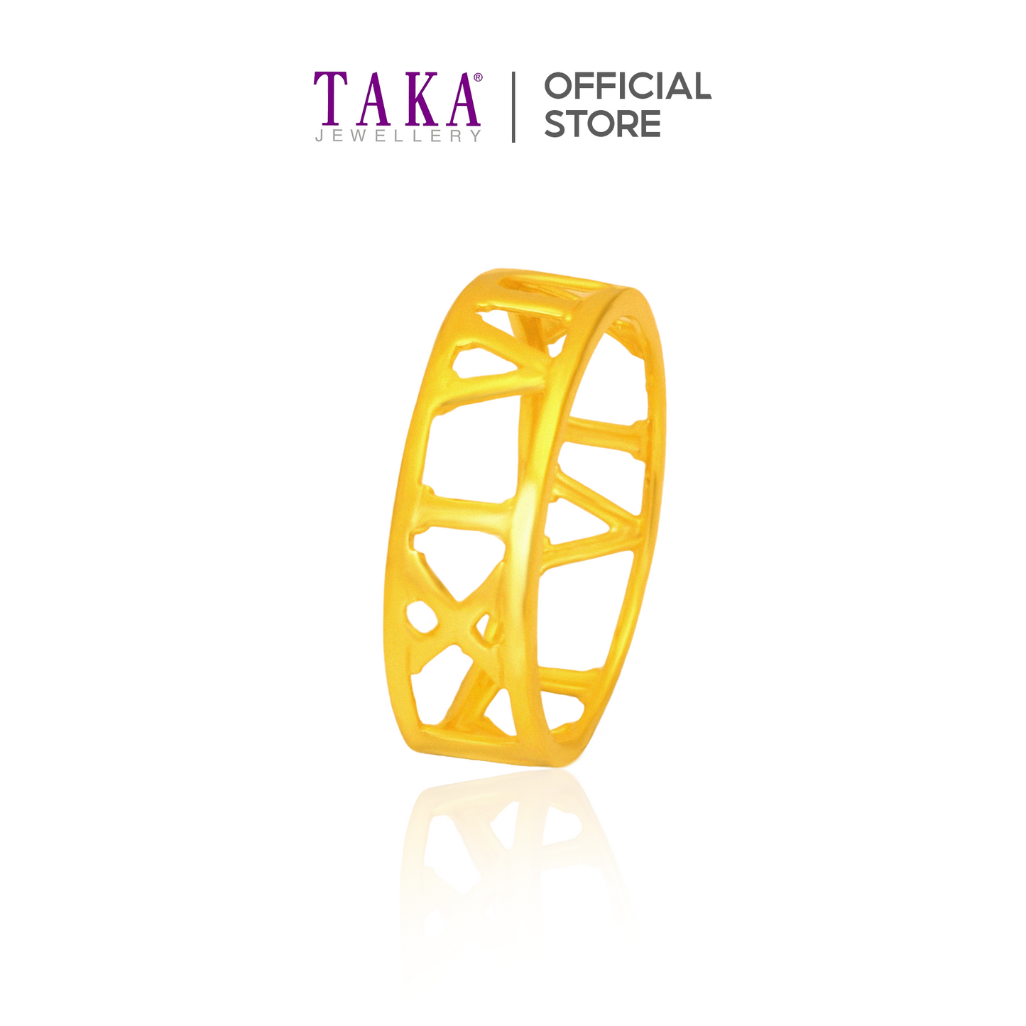 TAKA Jewellery 916 Gold Ring Roman Numeral