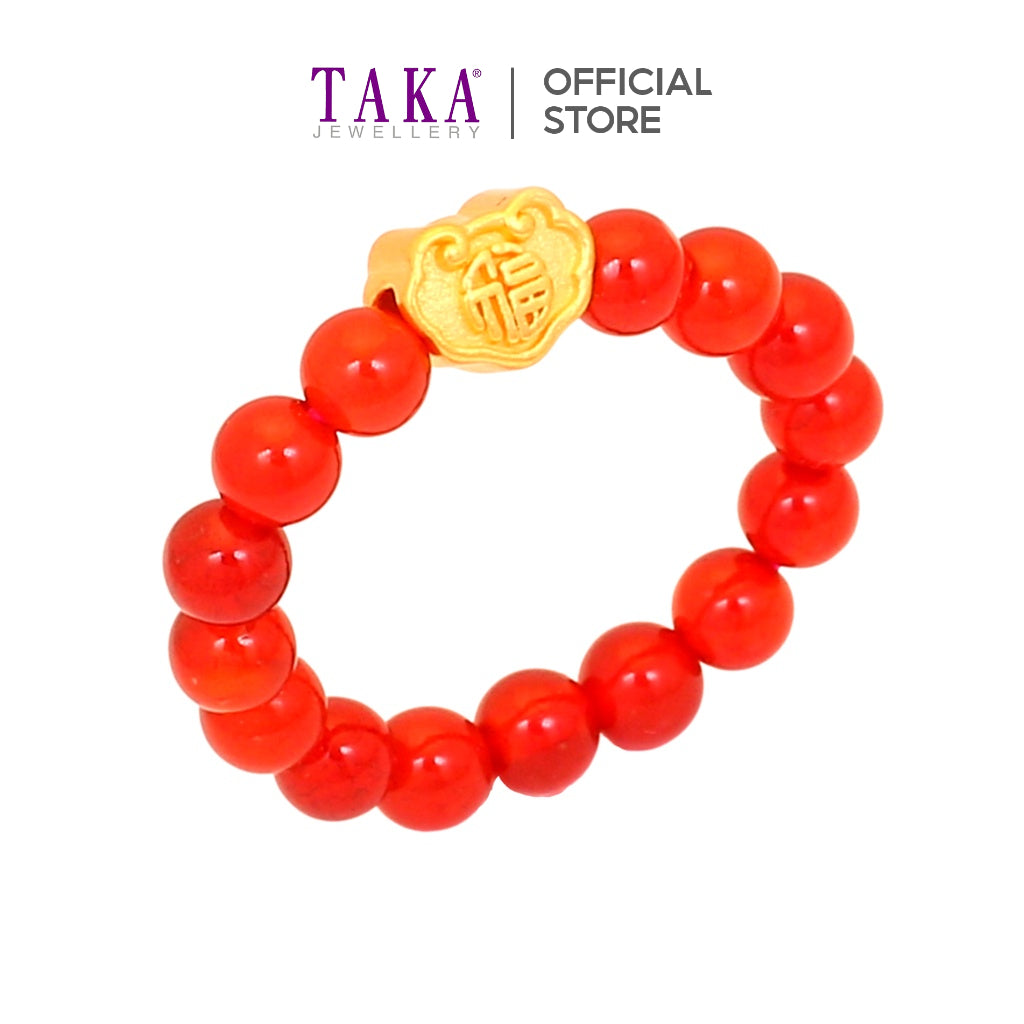 TAKA Jewellery 999 Pure Gold Charm Beads Ring SouBao