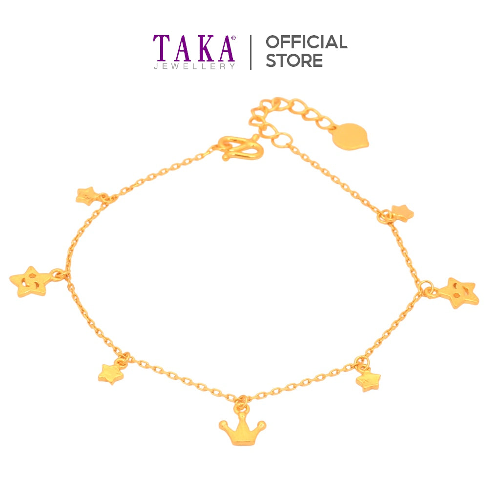 TAKA Jewellery 999 Pure Gold Bracelet Crown