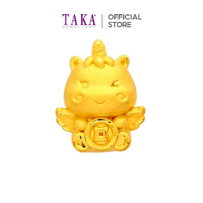 TAKA Jewellery 999 Pure Gold Unicorn with Coin Charm
