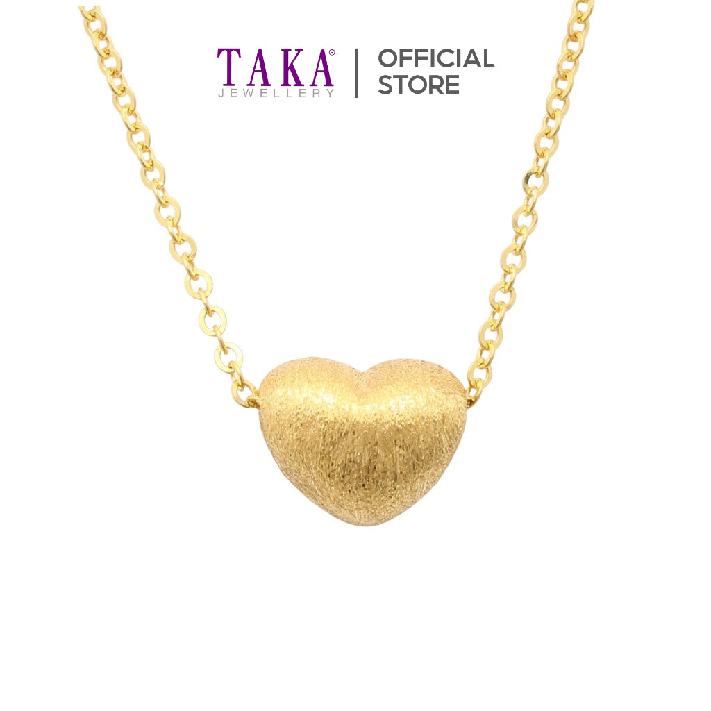 TAKA Jewellery 999 Pure Gold Heart Pendant with 9K Gold Chain