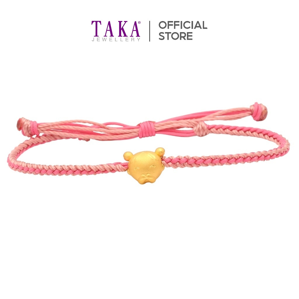 TAKA Jewellery 999 Pure Gold Charm Little Girl with Nylon Bracelet