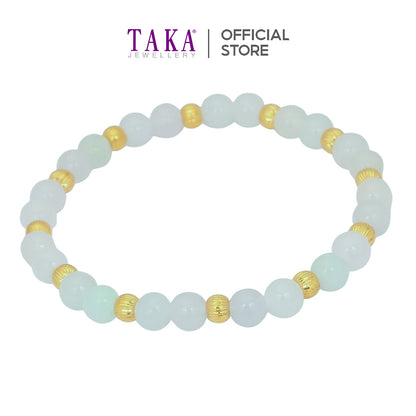 TAKA Jewellery 999 Pure Gold Beads with Jade Beads Bracelet