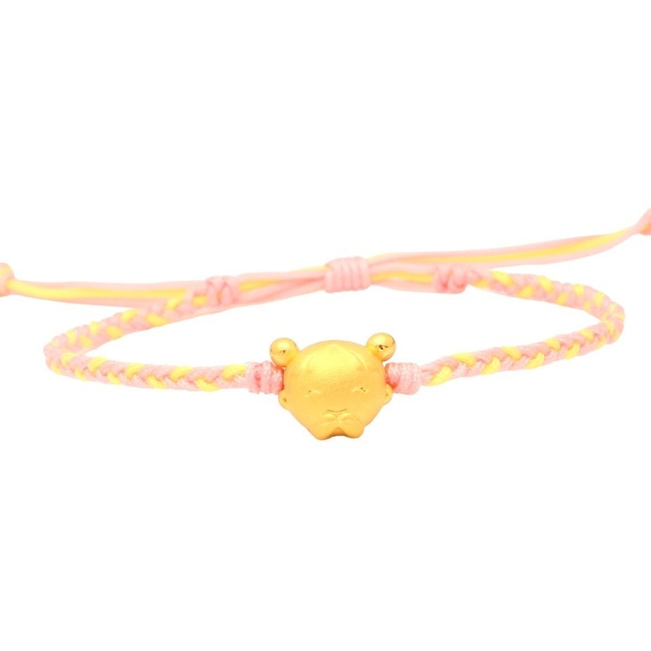 TAKA Jewellery 999 Pure Gold Charm Little Girl with Nylon Bracelet