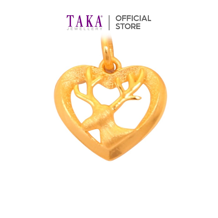 TAKA Jewellery 999 Pure Gold Pendant Heart Yi Lu You Ni