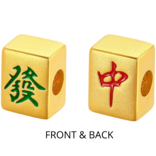 TAKA Jewellery 999 Pure Gold Mahjong Tiles with Beads Ring