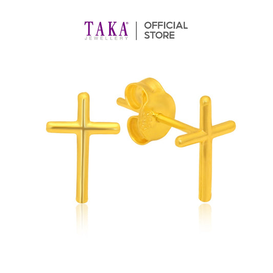 TAKA Jewellery 916 Gold Earrings Cross