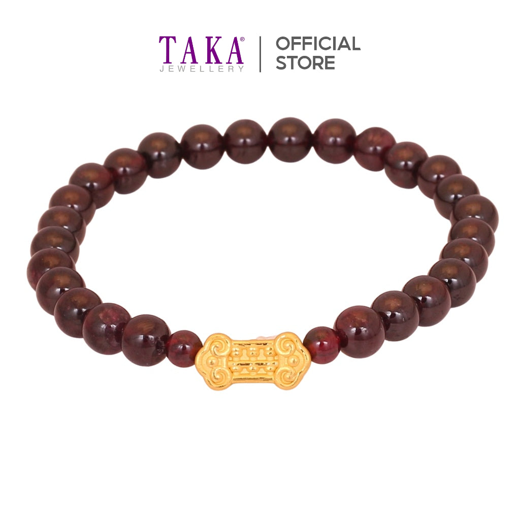TAKA Jewellery 999 Pure Gold Abacus Charm Beads Bracelet