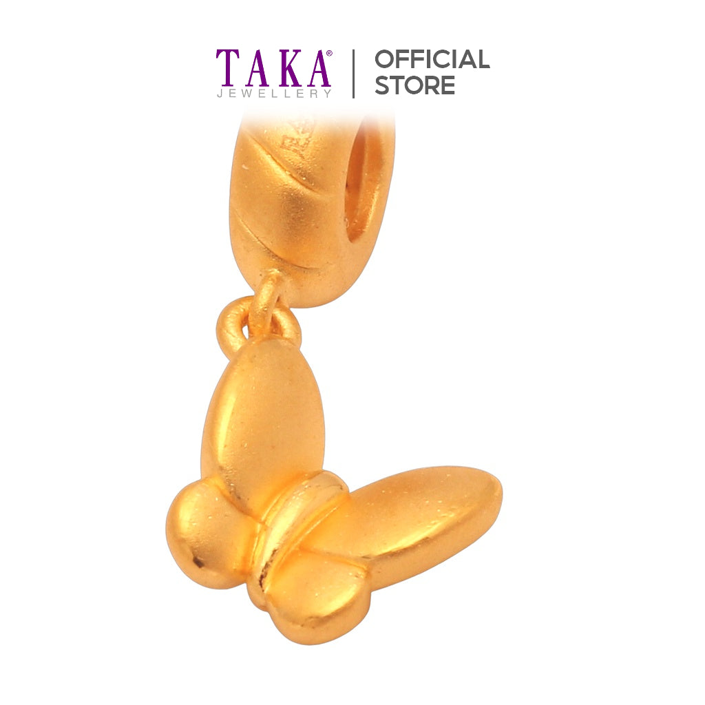 TAKA Jewellery 999 Pure Gold Dangling Butterfly Charm