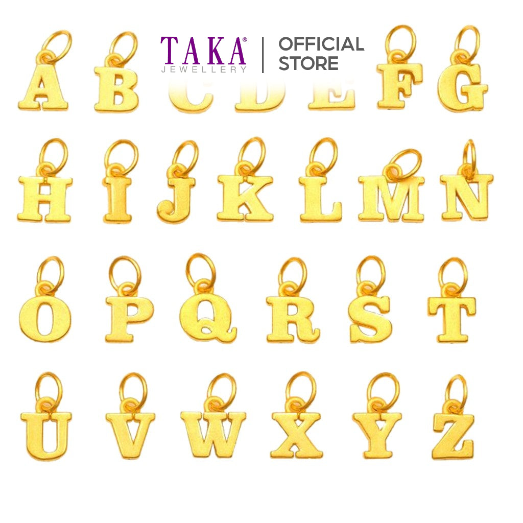 TAKA Jewellery 999 Pure Gold Alphabet Pendant A-L