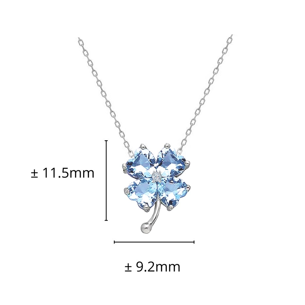 TAKA Jewellery Spectra Blue Topaz Diamond Clover Necklace 9K Gold