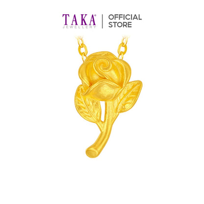 TAKA Jewellery 999 Pure Gold Rose Pendant with 9K chain