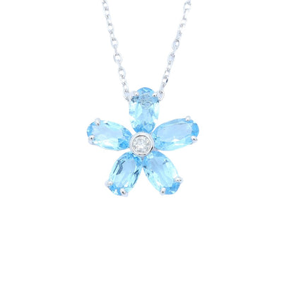 TAKA Jewellery Spectra Blue Topaz Gemstone Diamond Necklace 9K