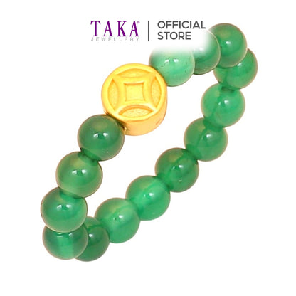 TAKA Jewellery 999 Pure Gold Charm with Beads Ring Tong Qian