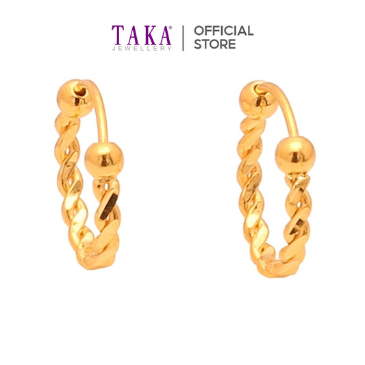 TAKA Jewellery 999 Pure Gold 5G Earrings Twist Hoop