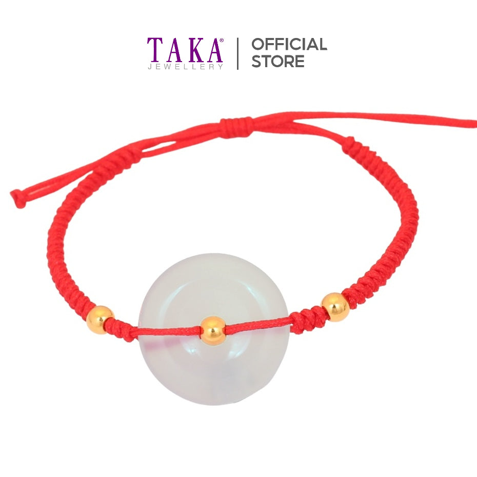 TAKA Jewellery 999 Pure Gold Beads with Agate Nylon Bracelet