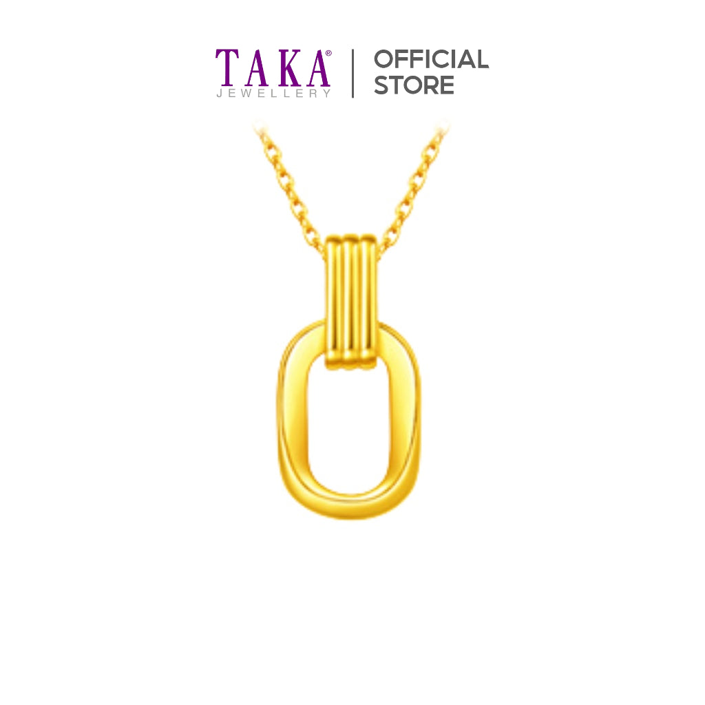 TAKA Jewellery 999 Pure Gold Pendant with 9K Gold Chain