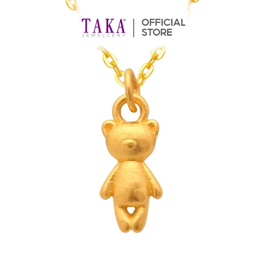 TAKA Jewellery 999 Pure Gold Bear Pendant with 9K Gold Chain