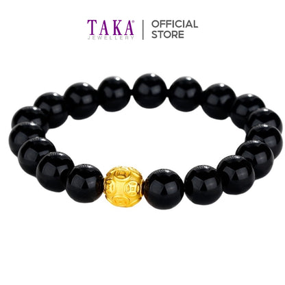 TAKA Jewellery 999 Pure Gold Charm ZhuanYunZhu Beads Bracelet