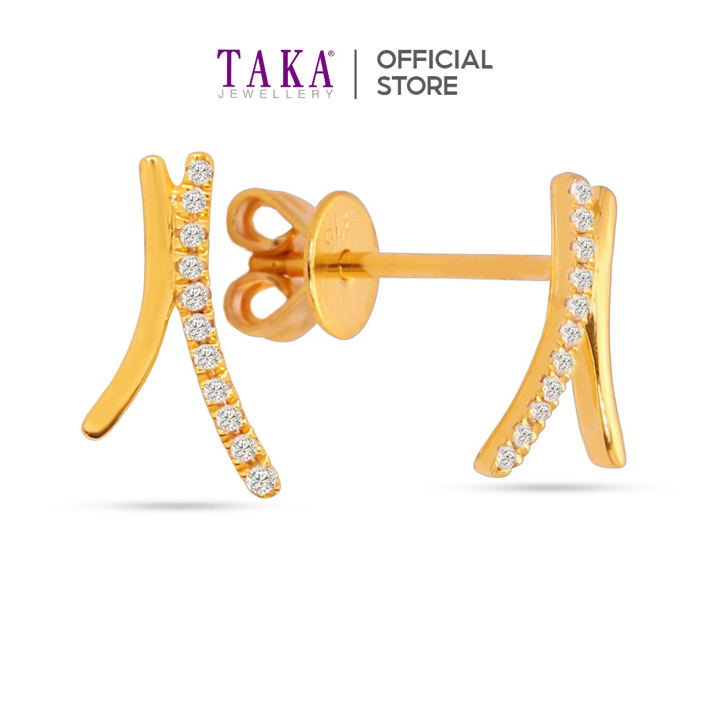 TAKA Jewellery Gold Diamond Earrings 9K