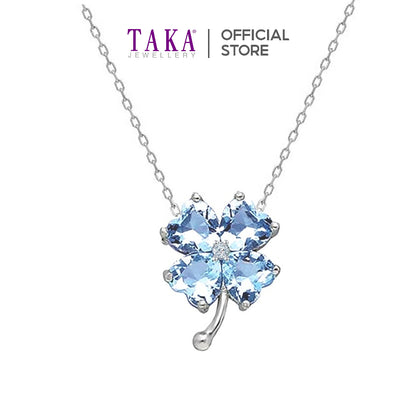 TAKA Jewellery Spectra Blue Topaz Diamond Clover Necklace 9K Gold