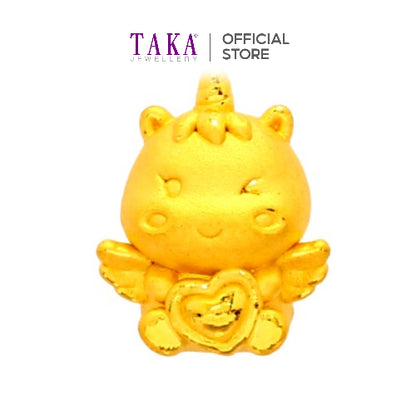 TAKA Jewellery 999 Pure Gold Charm Unicorn with Heart