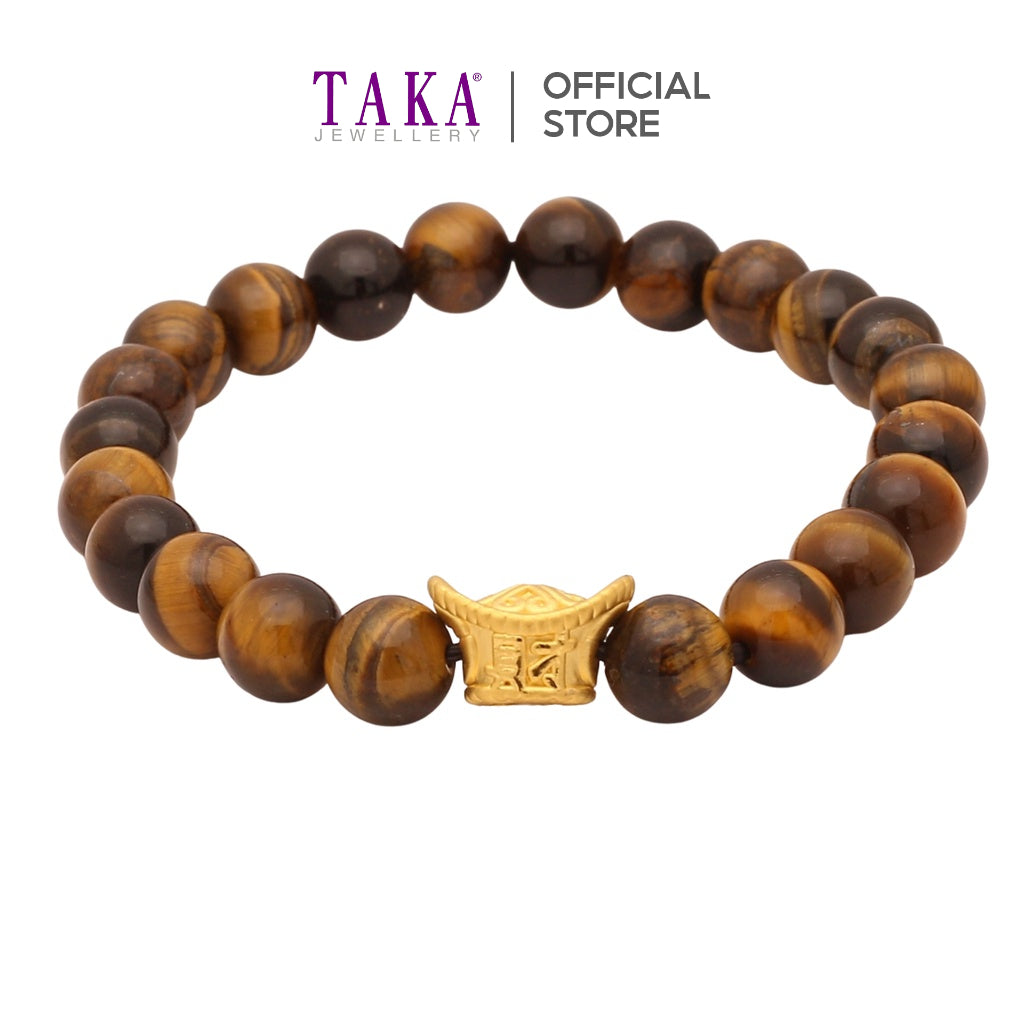 Taka Jewellery 999 Pure Gold Charm with Beads Bracelet YuanBao