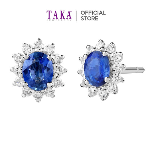 TAKA Jewellery Spectra Glass Filled Ruby / Blue Sapphire Diamond Earrings 18K