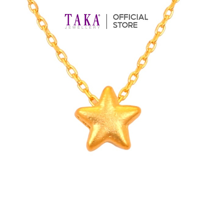 TAKA Jewellery 999 Pure Gold Star Pendant with 9K Gold Chain