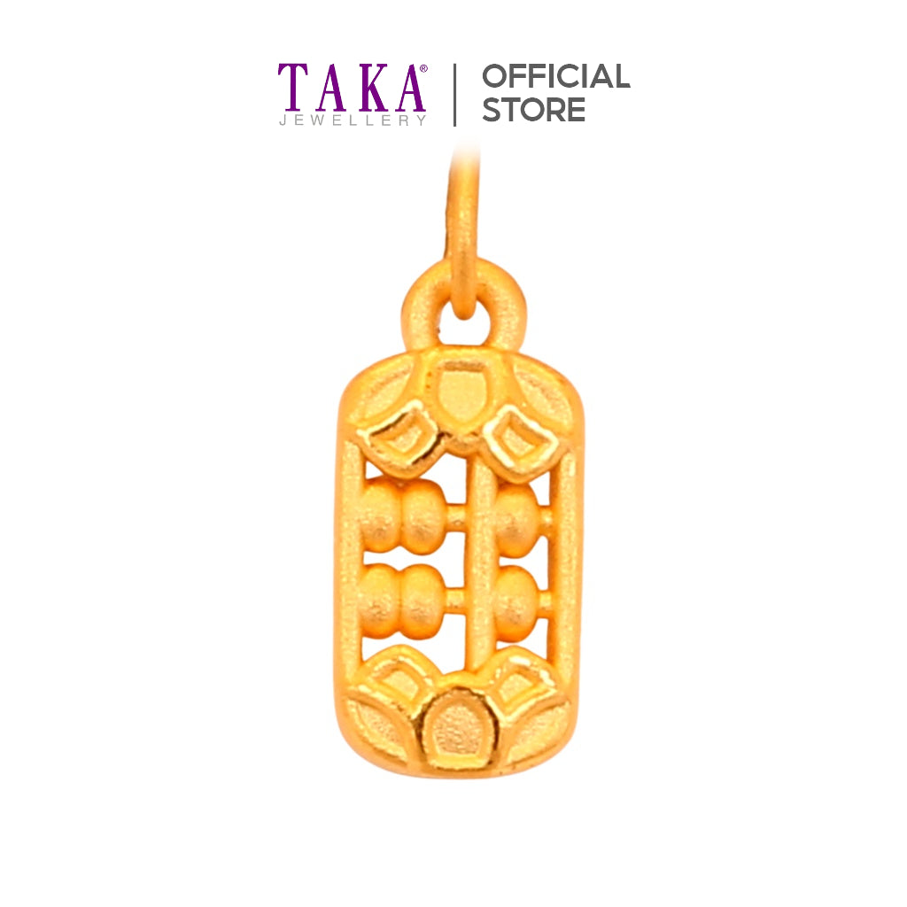 TAKA Jewellery 999 Pure Gold Pendant Abacus