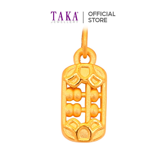 TAKA Jewellery 999 Pure Gold Pendant Abacus