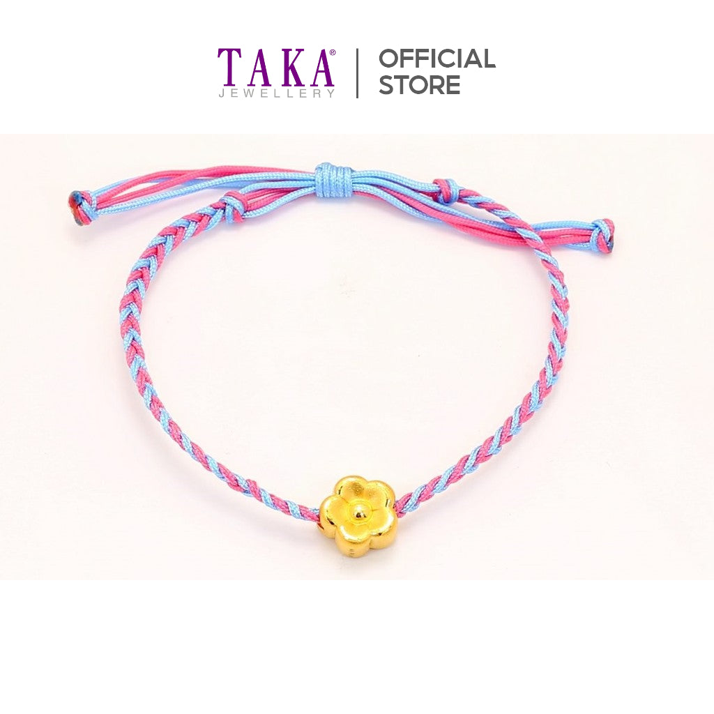 TAKA Jewellery 999 Pure Gold Charm Flower with Nylon