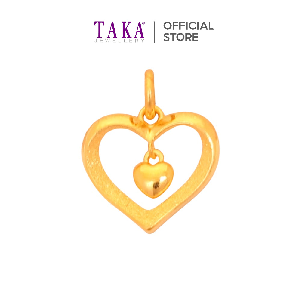TAKA Jewellery 999 Pure Gold Pendant Hearts